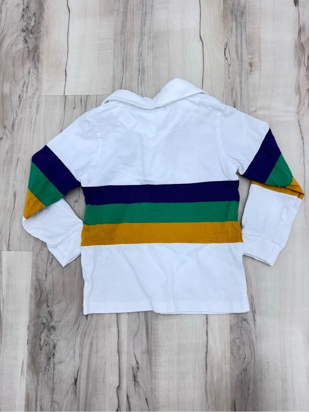 Lulu Bebe Mardi Gras Long Sleeve Rugby shirt Gameday Sz 4T unisex boys Girls